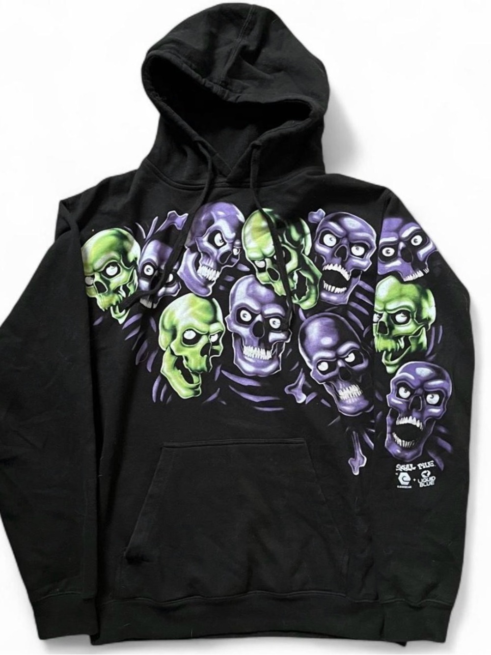 RARE liquid blue skullpile hoodie